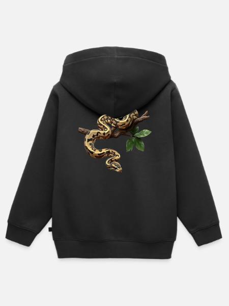 Königspython Schlangen Liebhaber Terrarium Python - Kinder Premium Organic Zip Hoodie - Schwarz