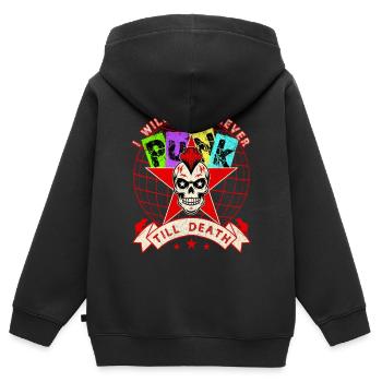 Forever Punk Till Death Mohawk Skull Grunge Art - Kids Premium Organic Zip-up Hoodie - black - Back - AI Model Kid Male (0cm)