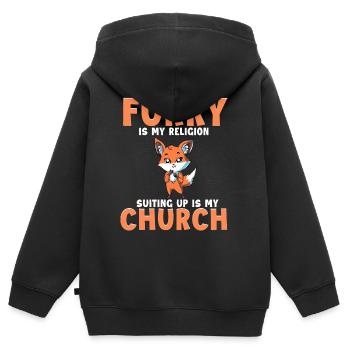 Furry Fandom Furries Fursona Furry Religion Suit - Kids Premium Organic Zip-up Hoodie - black - Back - AI Model Kid Male (0cm)