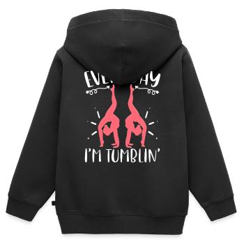 Everyday I'm Tumblin' Funny Tumbling Gymnastics - Kinder Premium Organic Zip Hoodie - Schwarz - Hinten - AI Model Kid Male (0cm)