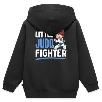 Judoka Judo Enfants - Petit combattant de Judo - Sweat Premium à capuche zippé enfant bio - noir - Dos - AI Model Kid Male (0cm)
