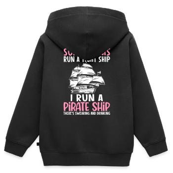 Mütter Piratenschiff Trinken Piratenschiff Mama - Kinder Premium Organic Zip Hoodie - Schwarz - Hinten - AI Model Kid Male (0cm)