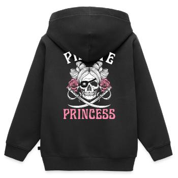 Pirate Princesse Pirate Fille Pirate Fille - Sweat Premium à capuche zippé enfant bio - noir - Dos - AI Model Kid Male (0cm)