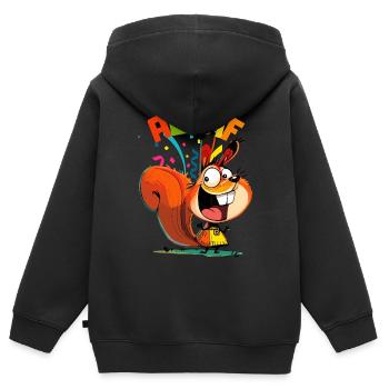 Carnaval Écureuil Kölle Alaaf Cologne Drôle - Sweat Premium à capuche zippé enfant bio - noir - Dos - AI Model Kid Male (0cm)