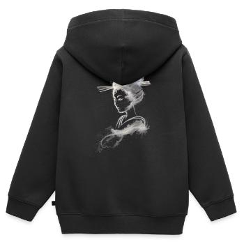 Weißer Geisha-Staub - Kinder Premium Organic Zip Hoodie - Schwarz - Hinten - AI Model Kid Male (0cm)