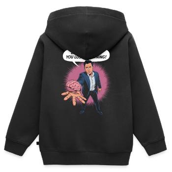 Entschuldigung, Sir, Sie haben etwas verloren Gehirn - Kinder Premium Organic Zip Hoodie - Schwarz - Hinten - AI Model Kid Male (0cm)