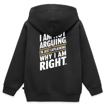 Ich streite nicht nur, um zu erklären, warum ich Recht habe - Kinder Premium Organic Zip Hoodie - Schwarz - Hinten - AI Model Kid Male (0cm)