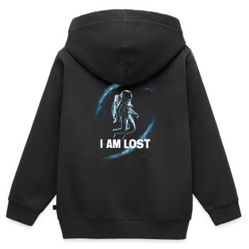 Astronaute Je suis perdu Astronaute - Sweat Premium à capuche zippé enfant bio - noir - Dos - AI Model Kid Male (0cm)