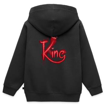 König - Kinder Premium Organic Zip Hoodie - Schwarz - Hinten - AI Model Kid Male (0cm)