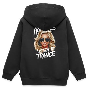 Les filles chaudes écoutent de la trance - Sweat Premium à capuche zippé enfant bio - noir - Dos - AI Model Kid Male (0cm)