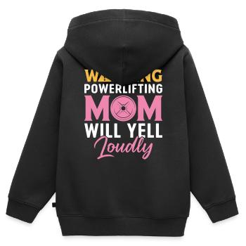 Powerlifting Mom Yell Loudly Powerlifter - Kids Premium Organic Zip-up Hoodie - black - Back - AI Model Kid Male (0cm)