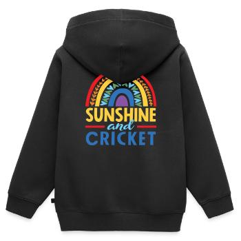 Sonnenstrahlen Und Cricketspieler - Kinder Premium Organic Zip Hoodie - Schwarz - Hinten - AI Model Kid Male (0cm)