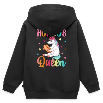 Hot Dog Queen Wurstbrötchen Hotdog Girl Gegrillter - Kinder Premium Organic Zip Hoodie - Schwarz - Hinten - AI Model Kid Male (0cm)