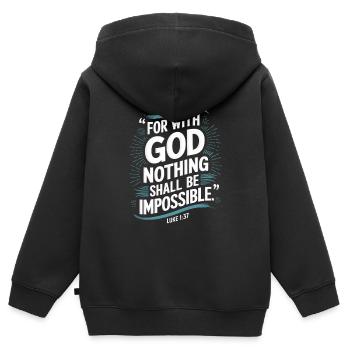 Luke 1:37 For with god nothing shall be impossible - Kids Premium Organic Zip-up Hoodie - black - Back - AI Model Kid Male (0cm)