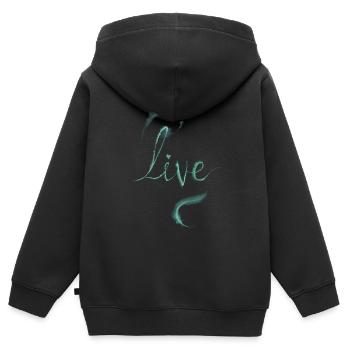 Poussière verte vivante - Sweat Premium à capuche zippé enfant bio - noir - Dos - AI Model Kid Male (0cm)