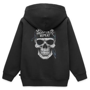 Piratensegel erobern Souveränität Wiederholung - Kinder Premium Organic Zip Hoodie - Schwarz - Hinten - AI Model Kid Male (0cm)
