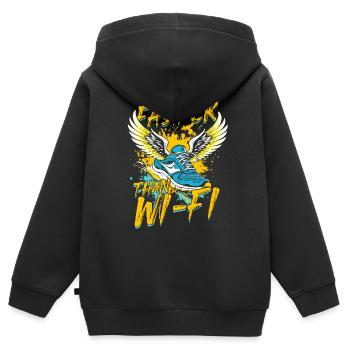 Sprint Leichtathletik Sprinten Faster Tha Wi-Fi - Kinder Premium Organic Zip Hoodie - Schwarz - Hinten - AI Model Kid Male (0cm)