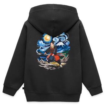 starry night ronin mount fuji japanese - Kids Premium Organic Zip-up Hoodie - black - Back - AI Model Kid Male (0cm)