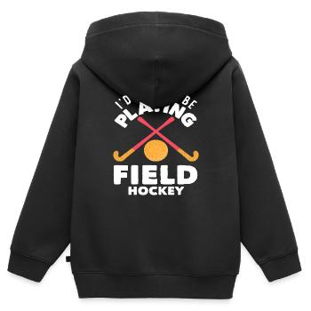 I'd rather play field hockey - Kids Premium Organic Zip-up Hoodie - black - Back - AI Model Kid Male (0cm)