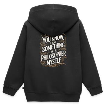 Vous savez, je suis moi-même un peu philosophe - Sweat Premium à capuche zippé enfant bio - noir - Dos - AI Model Kid Male (0cm)