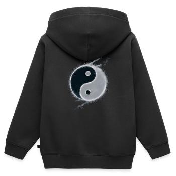 Yin Yang - Sweat Premium à capuche zippé enfant bio - noir - Dos - AI Model Kid Male (0cm)