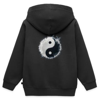Yin Yang - Sweat Premium à capuche zippé enfant bio - noir - Dos - AI Model Kid Male (0cm)