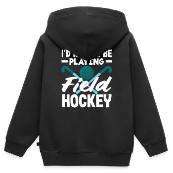 Prefer to play field hockey - Kids Premium Organic Zip-up Hoodie - black - Back - AI Model Kid Male (0cm)