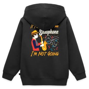 Saxophones Si je ne peux pas apporter mon - Sweat Premium à capuche zippé enfant bio - noir - Dos - AI Model Kid Male (0cm)