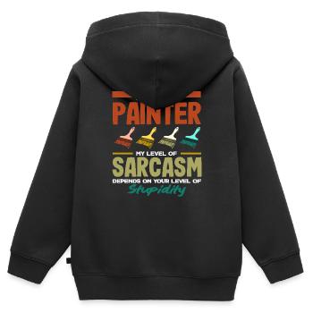 Je suis peintre, sarcasme et stupidité - Sweat Premium à capuche zippé enfant bio - noir - Dos - AI Model Kid Male (0cm)