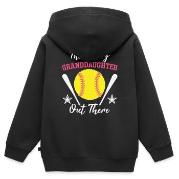 Softball Das ist meine Enkelin da draußen - Kinder Premium Organic Zip Hoodie - Schwarz - Hinten - AI Model Kid Male (0cm)