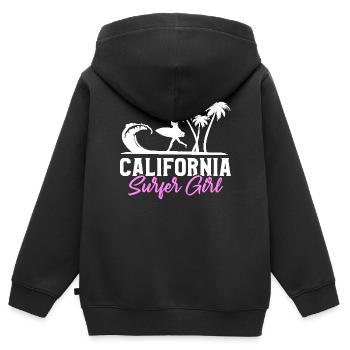 Surfeur de Californie Surfeur Surfeur - Sweat Premium à capuche zippé enfant bio - noir - Dos - AI Model Kid Male (0cm)