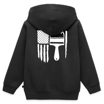 Peintre Drapeau Pinceau Créativité - Sweat Premium à capuche zippé enfant bio - noir - Dos - AI Model Kid Male (0cm)