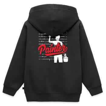 Peintre Art mural Créativité - Sweat Premium à capuche zippé enfant bio - noir - Dos - AI Model Kid Male (0cm)