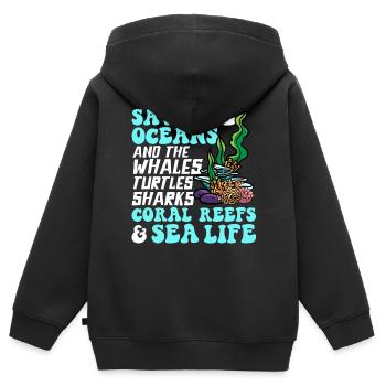 Rettet die Ozeane Korallenriffe Meeresleben - Kinder Premium Organic Zip Hoodie - Schwarz - Hinten - AI Model Kid Male (0cm)