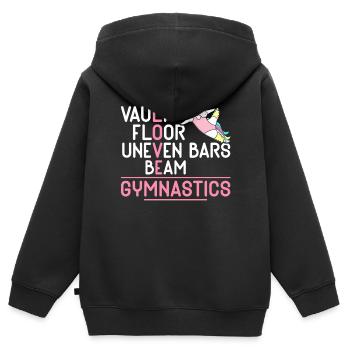 Sprung Boden Stufenbarren Balken Gymnastik - Kinder Premium Organic Zip Hoodie - Schwarz - Hinten - AI Model Kid Male (0cm)