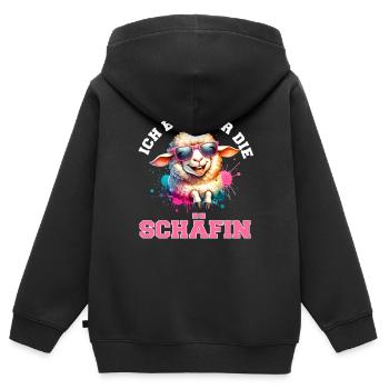 Kölle Alaaf Je suis ici la bergère amusante - Sweat Premium à capuche zippé enfant bio - noir - Dos - AI Model Kid Male (0cm)