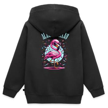 Alaaf & Helau Flamingo Cologne Carnaval d’Alaaf - Sweat Premium à capuche zippé enfant bio - noir - Dos - AI Model Kid Male (0cm)
