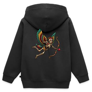 La flèche de Cupidon rassemble les cœurs - Sweat Premium à capuche zippé enfant bio - noir - Dos - AI Model Kid Male (0cm)