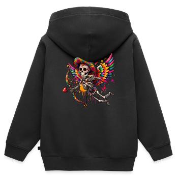 La flèche de Cupidon rassemble les cœurs - Sweat Premium à capuche zippé enfant bio - noir - Dos - AI Model Kid Male (0cm)