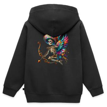 La flèche de Cupidon rassemble les cœurs - Sweat Premium à capuche zippé enfant bio - noir - Dos - AI Model Kid Male (0cm)
