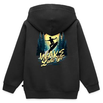 Wakeboarding Wakeboard Wakeboarder - Sweat Premium à capuche zippé enfant bio - noir - Dos - AI Model Kid Male (0cm)