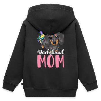 Dackel-Mama Hundemama Grafikdesign für - Kinder Premium Organic Zip Hoodie - Schwarz - Hinten - AI Model Kid Male (0cm)