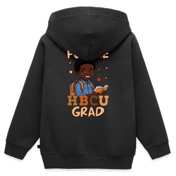 Future HBCU Grad - Kinder Premium Organic Zip Hoodie - Schwarz - Hinten - AI Model Kid Male (0cm)