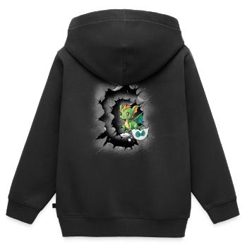 Baby Drache Eierschale Kind Kinder Geburt Ei - Kinder Premium Organic Zip Hoodie - Schwarz - Hinten - AI Model Kid Male (0cm)