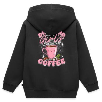 Valentinstag Freundin Kaffee - Kinder Premium Organic Zip Hoodie - Schwarz - Hinten - AI Model Kid Male (0cm)