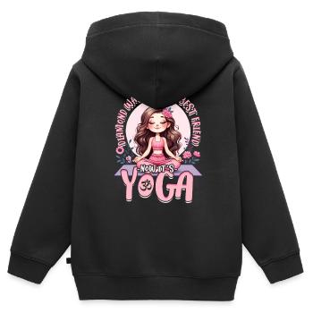 Freundin Ehefrau Valentinstag Yoga - Kinder Premium Organic Zip Hoodie - Schwarz - Hinten - AI Model Kid Male (0cm)