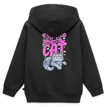 Freundin Ehefrau Valentinstag Katze - Kinder Premium Organic Zip Hoodie - Schwarz - Hinten - AI Model Kid Male (0cm)