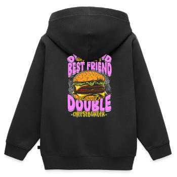 Freundin Ehefrau Valentinstag Cheeseburger - Kinder Premium Organic Zip Hoodie - Schwarz - Hinten - AI Model Kid Male (0cm)