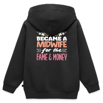 Hebamme Für Ruhm Und Geld - Kinder Premium Organic Zip Hoodie - Schwarz - Hinten - AI Model Kid Male (0cm)