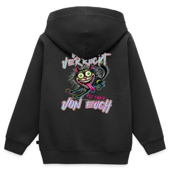 Chat fou Mieux fou que l’un d’entre vous - Sweat Premium à capuche zippé enfant bio - noir - Dos - AI Model Kid Male (0cm)